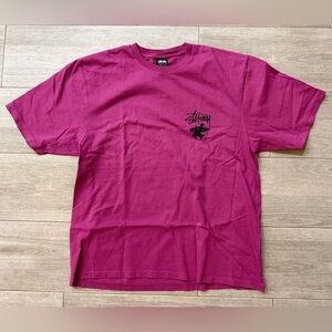 Men's Stussy Long Haul 1905179 Pigment Dyed Berry Tee T-Shirt Size L Large New